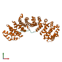 PDB entry 1ejy coloured by chain, front view.