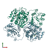 PDB entry 1ek1 coloured by chain, front view.