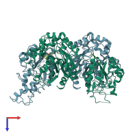 PDB entry 1ek1 coloured by chain, top view.