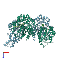 PDB entry 1ek2 coloured by chain, top view.