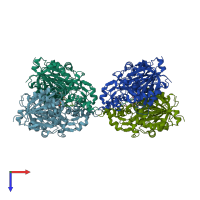 PDB entry 1ek4 coloured by chain, top view.