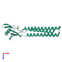 PDB entry 1ek8 coloured by chain, top view.