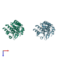 PDB entry 1ekq coloured by chain, top view.
