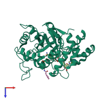 PDB entry 1el3 coloured by chain, top view.