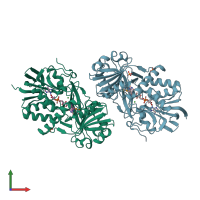 PDB entry 1el8 coloured by chain, front view.