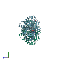PDB entry 1el8 coloured by chain, side view.