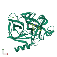 PDB entry 1eld coloured by chain, front view.