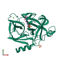 PDB entry 1elf coloured by chain, front view.