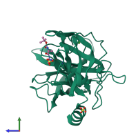 PDB entry 1elf coloured by chain, side view.