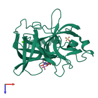 PDB entry 1elf coloured by chain, top view.