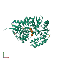 PDB entry 1elj coloured by chain, front view.