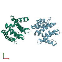 PDB entry 1elk coloured by chain, front view.