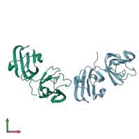 PDB entry 1elp coloured by chain, front view.
