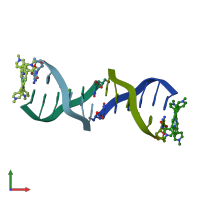 PDB entry 1em0 coloured by chain, front view.