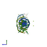 PDB entry 1em0 coloured by chain, side view.