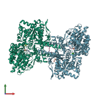 PDB entry 1em6 coloured by chain, front view.