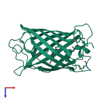 PDB entry 1ema coloured by chain, top view.