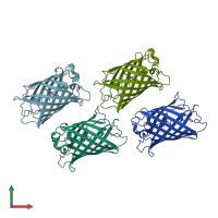 PDB entry 1emc coloured by chain, front view.
