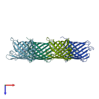 PDB entry 1emc coloured by chain, top view.