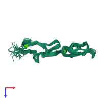 PDB entry 1emo coloured by chain, ensemble of 22 models, top view.