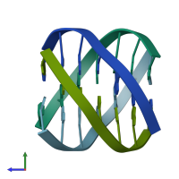 PDB entry 1emq coloured by chain, side view.