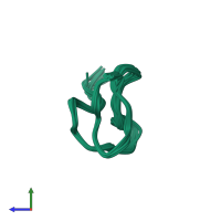 PDB entry 1emx coloured by chain, ensemble of 26 models, side view.