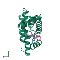 PDB entry 1emy coloured by chain, side view.