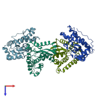 PDB entry 1en4 coloured by chain, top view.