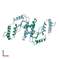 PDB entry 1en7 coloured by chain, front view.