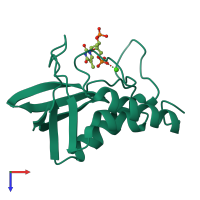 PDB entry 1enc coloured by chain, top view.