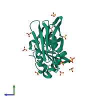 PDB entry 1enf coloured by chain, side view.