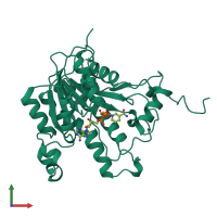PDB entry 1eno coloured by chain, front view.