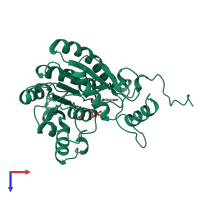 PDB entry 1eno coloured by chain, top view.