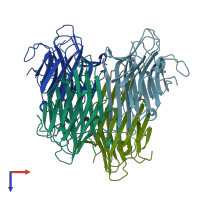 PDB entry 1enq coloured by chain, top view.