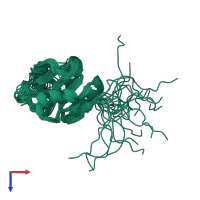 PDB entry 1eo1 coloured by chain, ensemble of 20 models, top view.