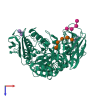 PDB entry 1eo7 coloured by chain, top view.