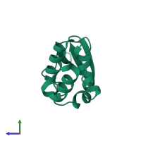 PDB entry 1eod coloured by chain, side view.