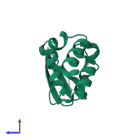 PDB entry 1eoe coloured by chain, side view.