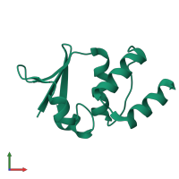 PDB entry 1eof coloured by chain, front view.