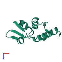 PDB entry 1eof coloured by chain, top view.