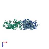 PDB entry 1eoi coloured by chain, top view.