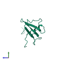 PDB entry 1eot coloured by chain, side view.