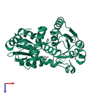 PDB entry 1ep9 coloured by chain, top view.