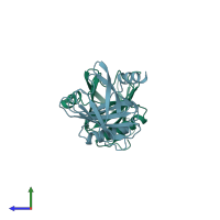 PDB entry 1epa coloured by chain, side view.