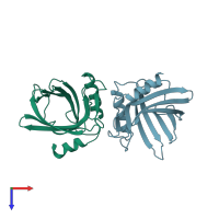 PDB entry 1epa coloured by chain, top view.