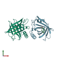 PDB entry 1epb coloured by chain, front view.