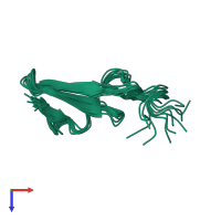 PDB entry 1eph coloured by chain, ensemble of 10 models, top view.