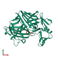 PDB entry 1epl coloured by chain, front view.