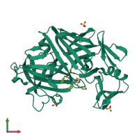 PDB entry 1epn coloured by chain, front view.