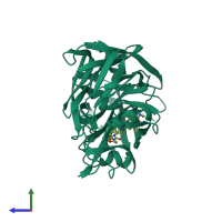PDB entry 1epo coloured by chain, side view.